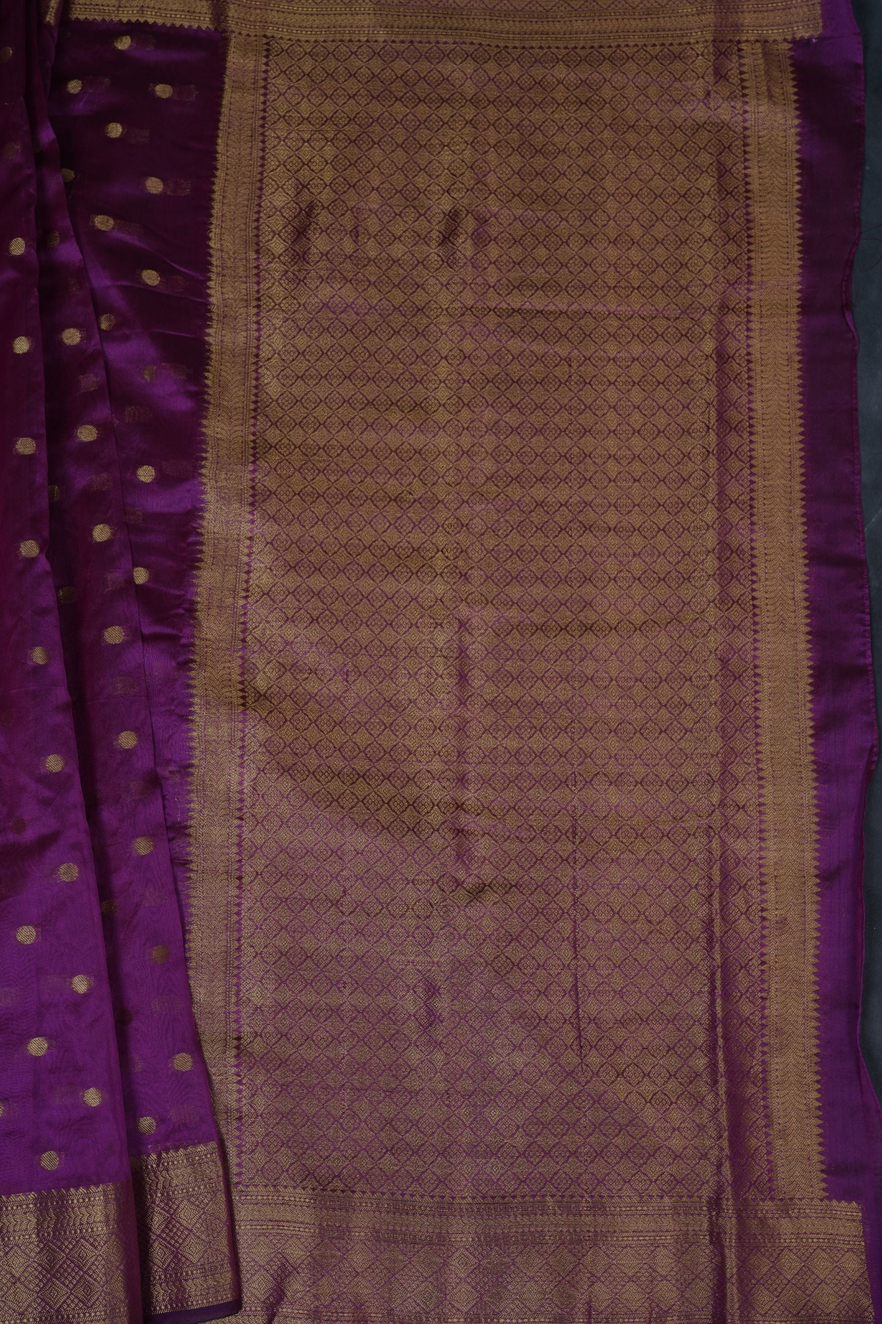 Coin-Inspired Elegance: Raw Silk Saree in Purple, Weaved Border & Blouse SAREE JCS Fashions