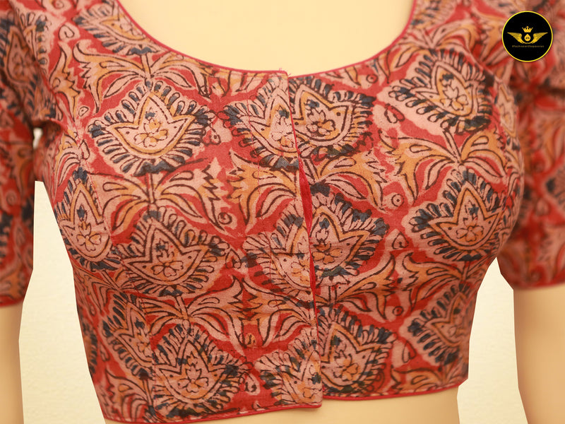 Stunning Kalamkari Cotton Fabric Readymade Padded Blouse