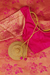 Red Double Warp Handloom Silk Saree with Design Borders - View 11 - JCS Fashions