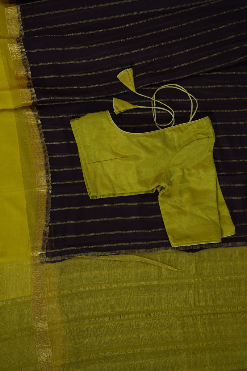 Luxurious Mysore Wrinkle Crepe Silk Saree with Bentex Border