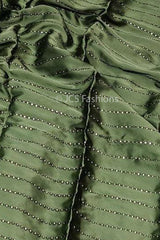 All Over Mukesh Work Satin Crepe Saree With Fully Stitched Blouse