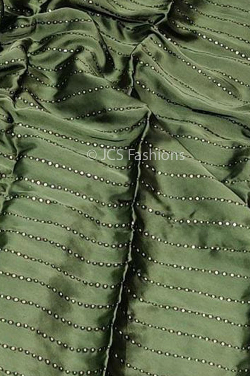 All Over Mukesh Work Satin Crepe Saree With Fully Stitched Blouse