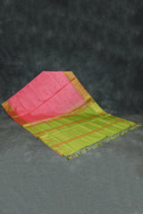 Vaazhai Naar (Banana Pith) Saree with Zari Border and Full-Body Buttas - Pink