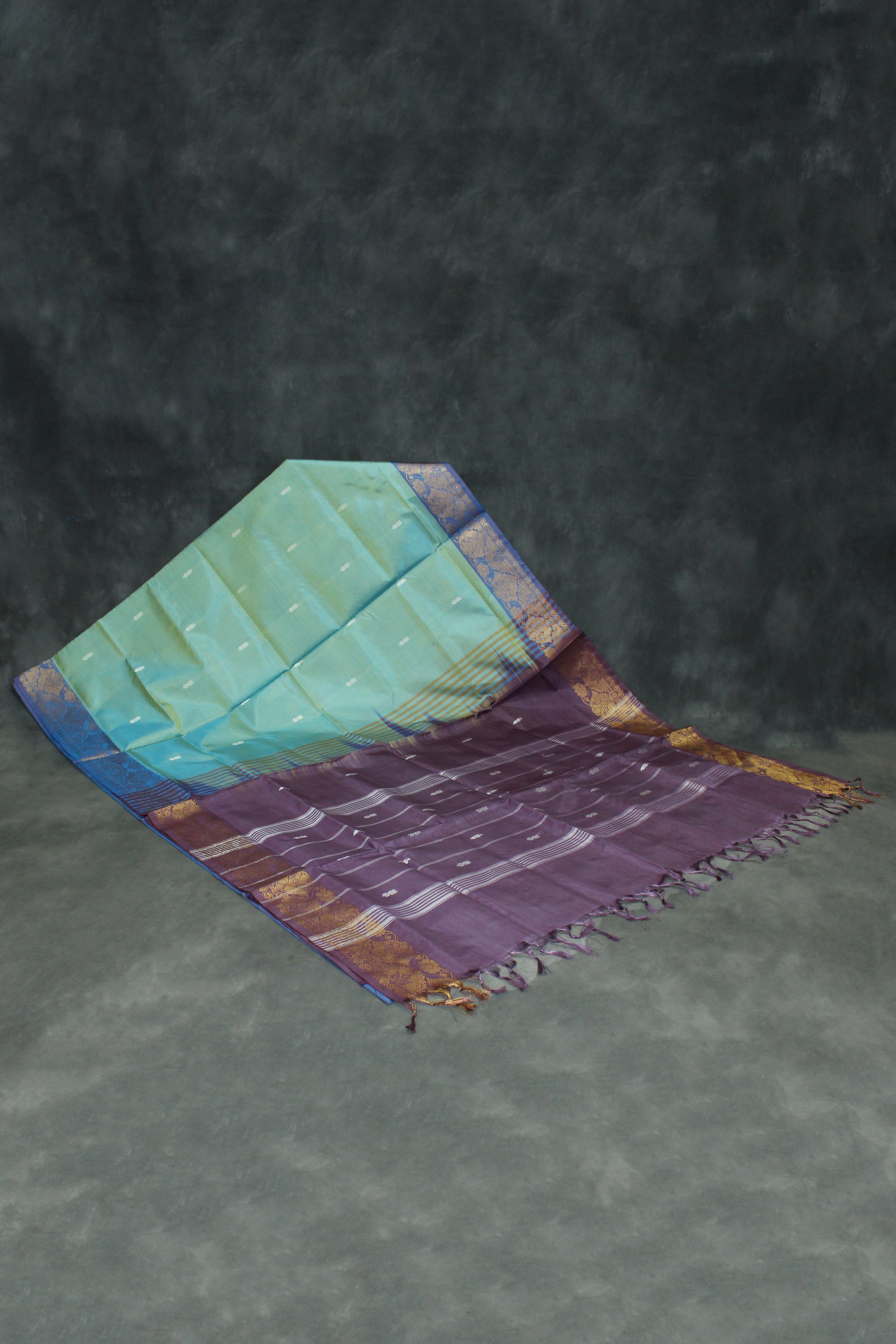 Purple Vaazhai (Banana Pith) Saree with Golden Zari Border and Small Butta - Includes Blouse Piece