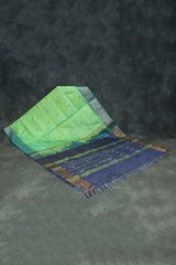 Banana Pith (Vaazhai Naar) Navy Blue & Green Saree with Zari Design Border
