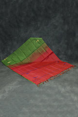 Banana Pith (Vaazhai Naar) Red & Green Borderless Saree with Small Buttas