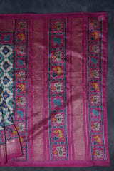 Elegant Handcrafted Ikkat Saree in Rich Cream - Tradition & Style