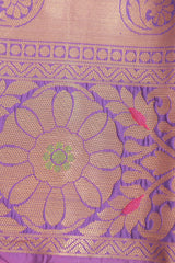 Embose Gold Jall Zari Deepam Pattu Saree | Exquisite Kanchi Border