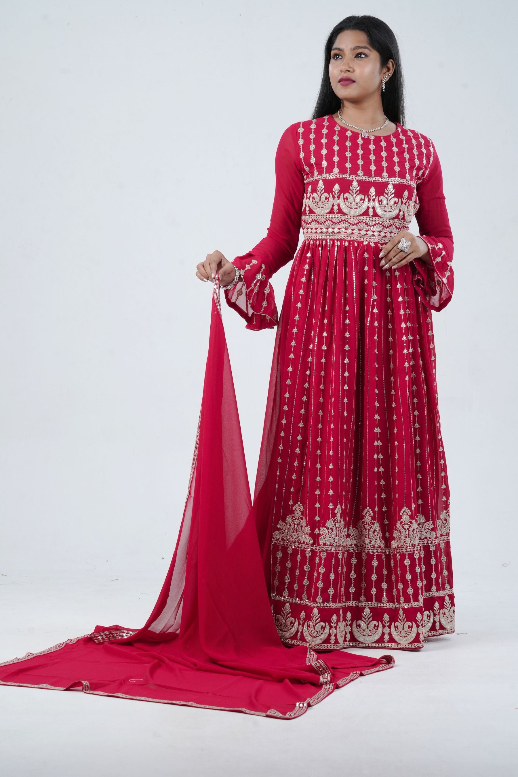 Divine Embroidered Real Georgette Kurti Top by JCS Fashions KURTI JCS Fashions