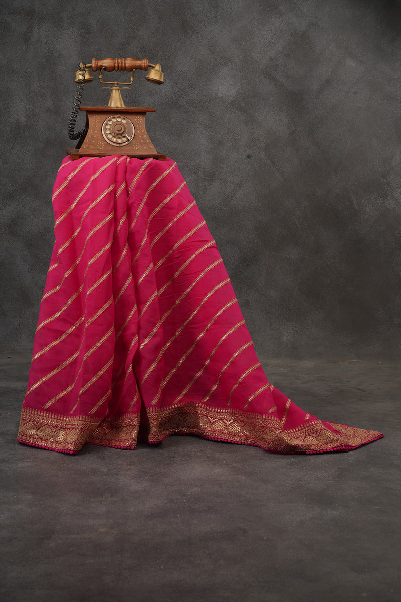 Chic Georgette Organza Saree with Sequin Embroidery & Silk with Blouse