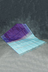 Sky Blue Vaazhai Naar (Banana Pith) Borderless Saree with Small Butta