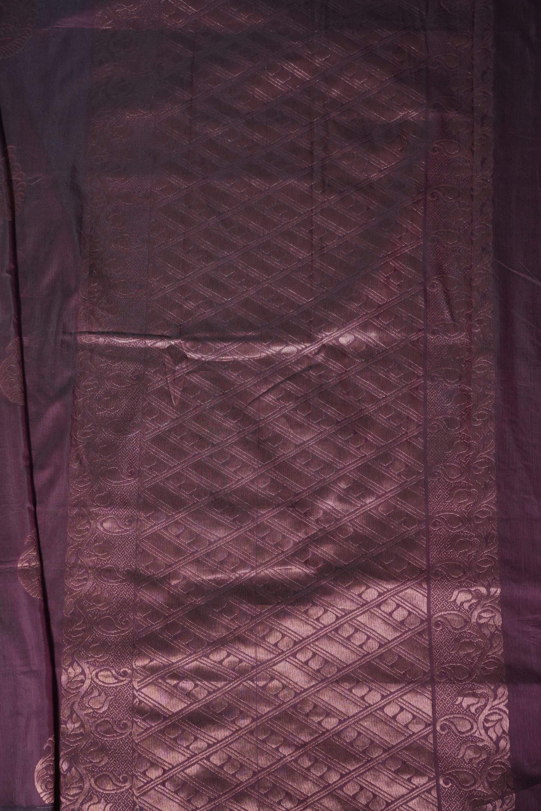 Kanchi Semi Soft Silk Borderless Saree with Grand Pallu & Aari Work Blouse SAREE JCS Fashions