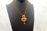 Traditional Matte Gold Chain and Earring Set - Exquisite Temple Jewelry
