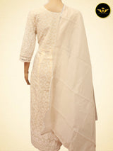 Cotton Fabric Anarkali Chikan Sequence Gown With Dupatta