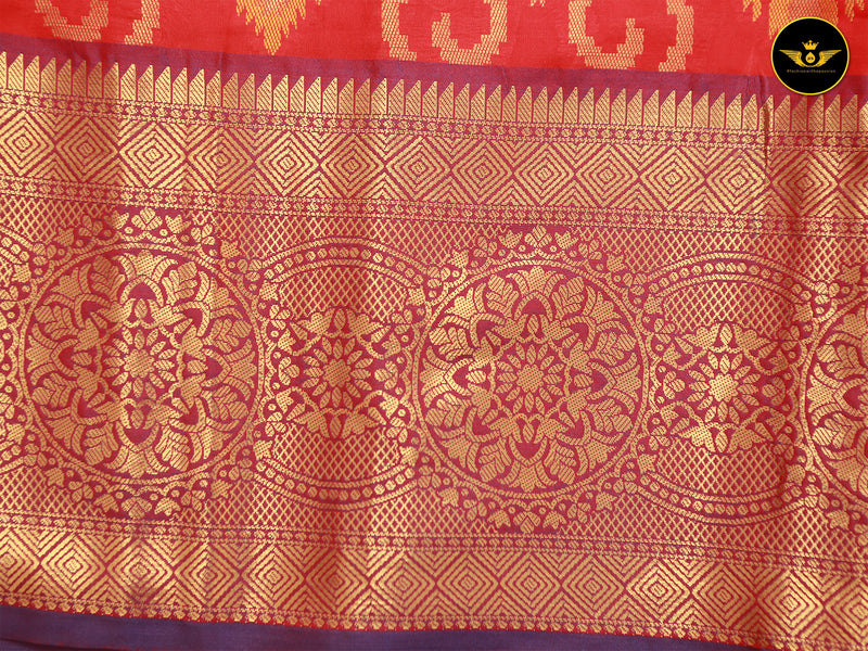 Banarasi Handloon Saree: All-Over Zari Butta with Contrast Border