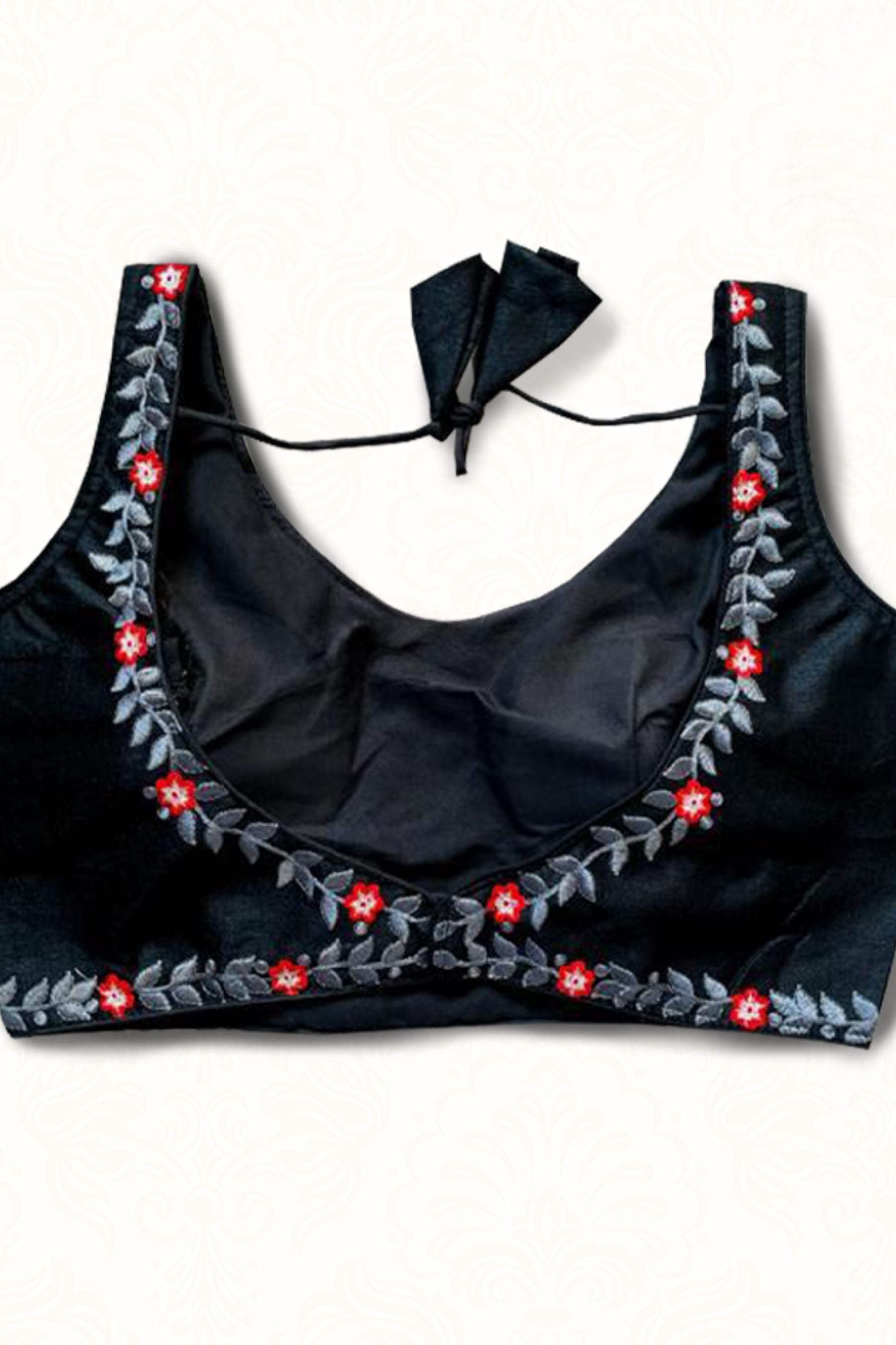 Heavy Phantom Silk Blouse with tone to tone machine embroidery work Blouse JCS Fashions