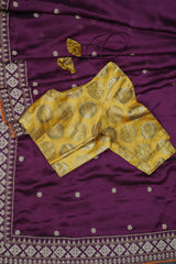 Art Silk Sarees With Embroidery Pattern Stitched Blouse