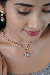 Rose Gold Polish Jewelry Stone Necklace Set - Dazzle with Elegance