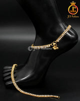Gold Plated Anklet With White stone For Kids and Adults