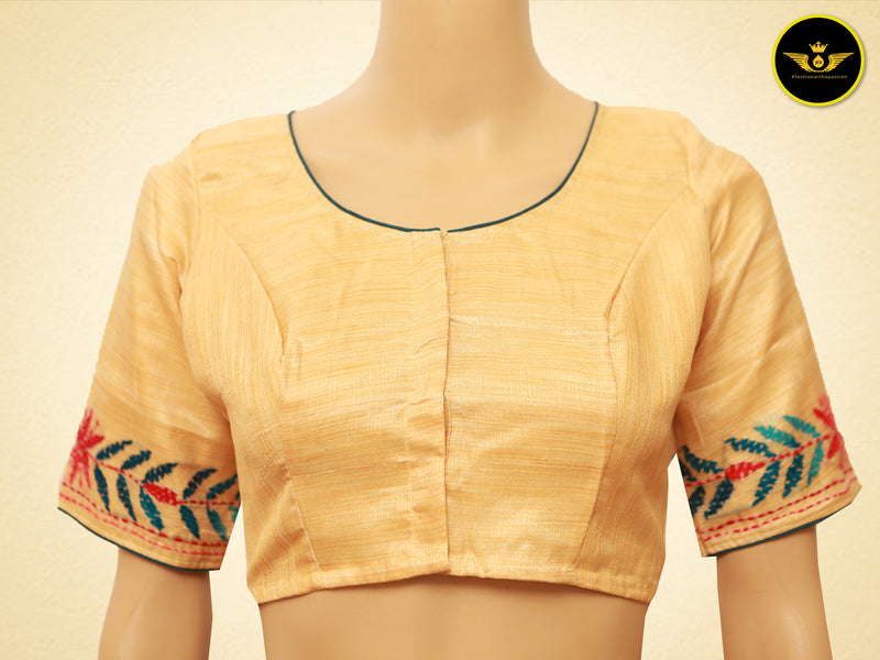 Semi Tusser Silk Hand Kantha Stitch Saree