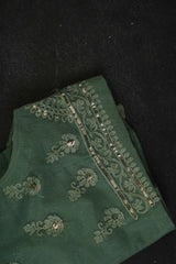 Green Net and Cut Work Sarees with Blouse stitched -JCS Fashions