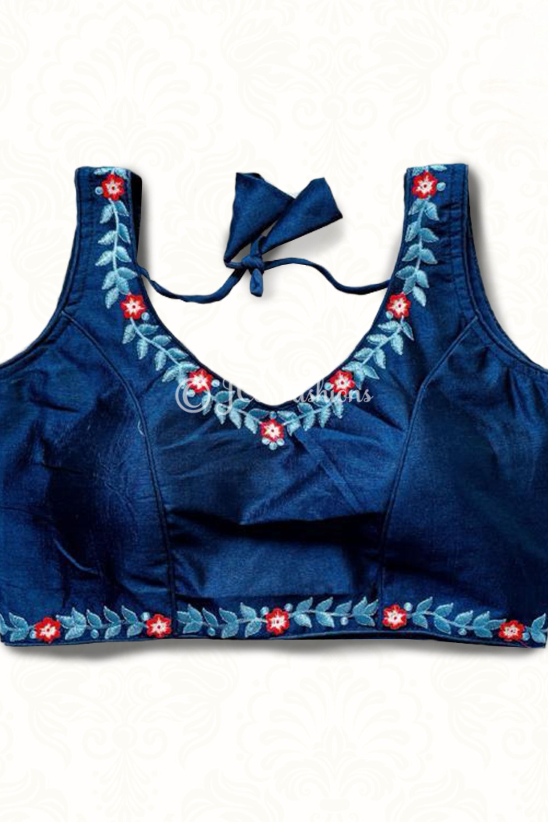 Heavy Phantom Silk Blouse with tone to tone machine embroidery work Blouse JCS Fashions