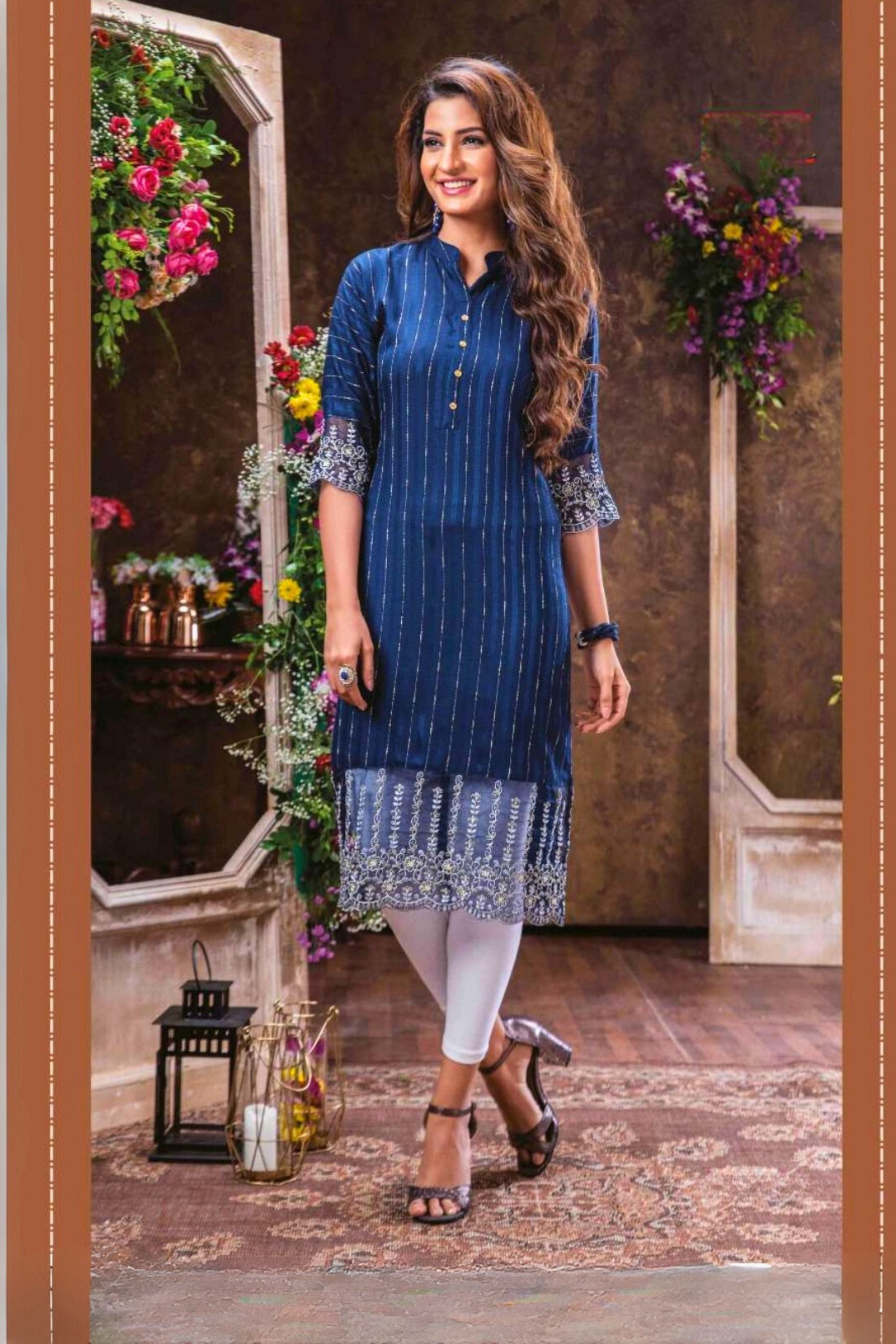 Chic Luxury Rayon Embroidered Kurti – Stylish & Premium Quality Kurti JCS Fashions Blue XX-Large (44)