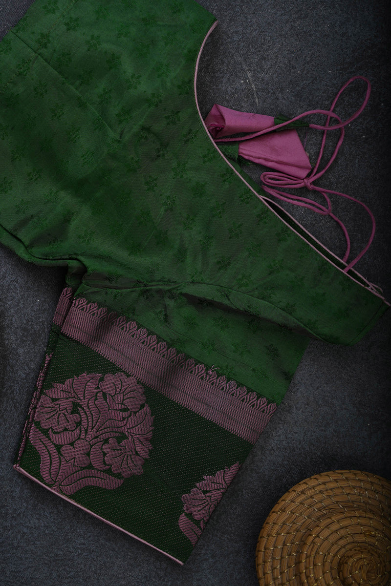 Semi-Soft Silk Saree and Sparkling Silver Weave Border with Blouse