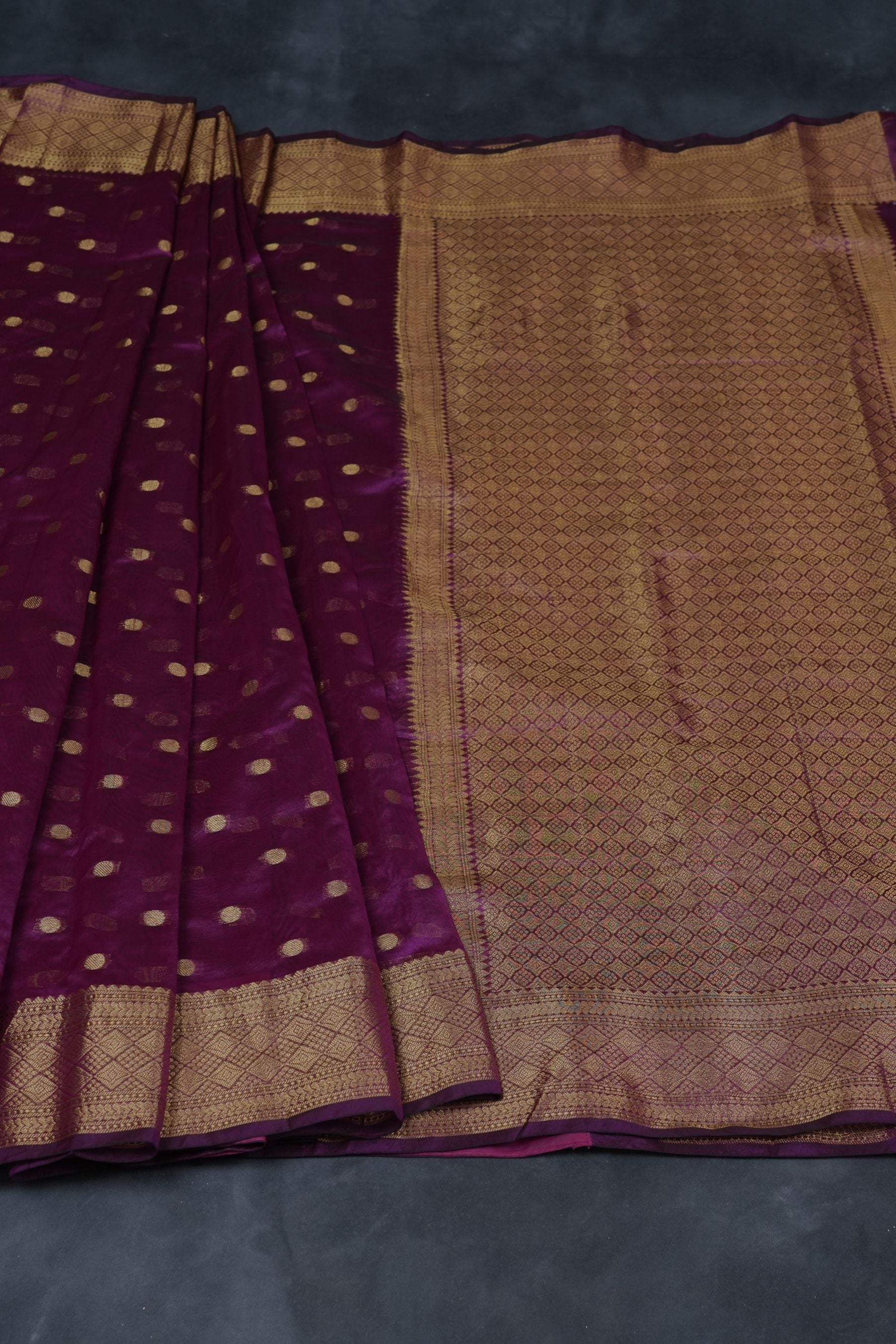 Coin-Inspired Elegance: Raw Silk Saree in Purple, Weaved Border & Blouse SAREE JCS Fashions