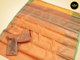 Vintage Elegance: Semi Silk Saree with Antique Zari Borders