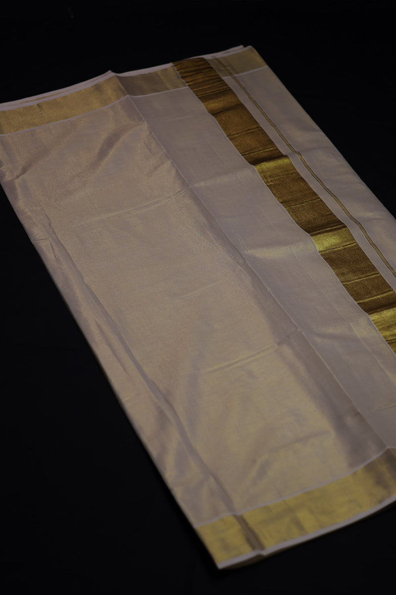 Traditional Kerala Cotton Dhoti, Veshti with gold Zari by JCSFashions - Elegance & Comfort