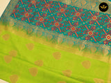 Full-weaved Banarasi Kathan Border Saree With Kathan Work Blouse