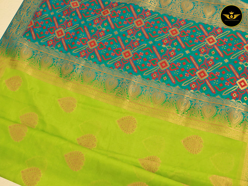 Full-weaved Banarasi Kathan Border Saree With Kathan Work Blouse