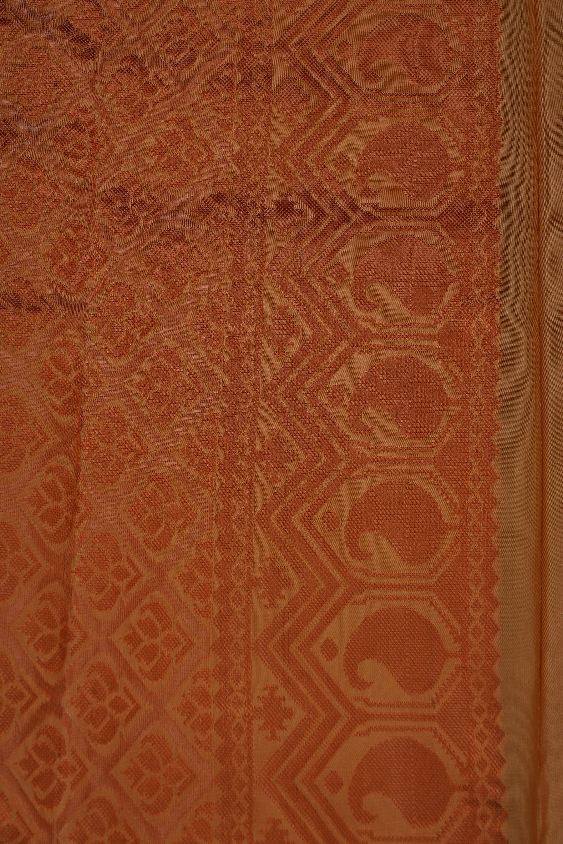 Pure Handloom Silk Saree with Copper Zari Border & Stitched Blouse Saree JCS Fashions