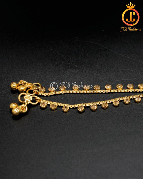 Gold Plated Anklet with Stones - 8 inch
