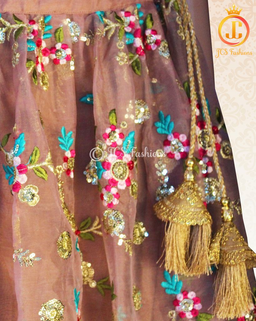 Silk Organza Lehenga Set with Sequin Blouse and Cutwork Dupatta LEHANGA JCS Fashions