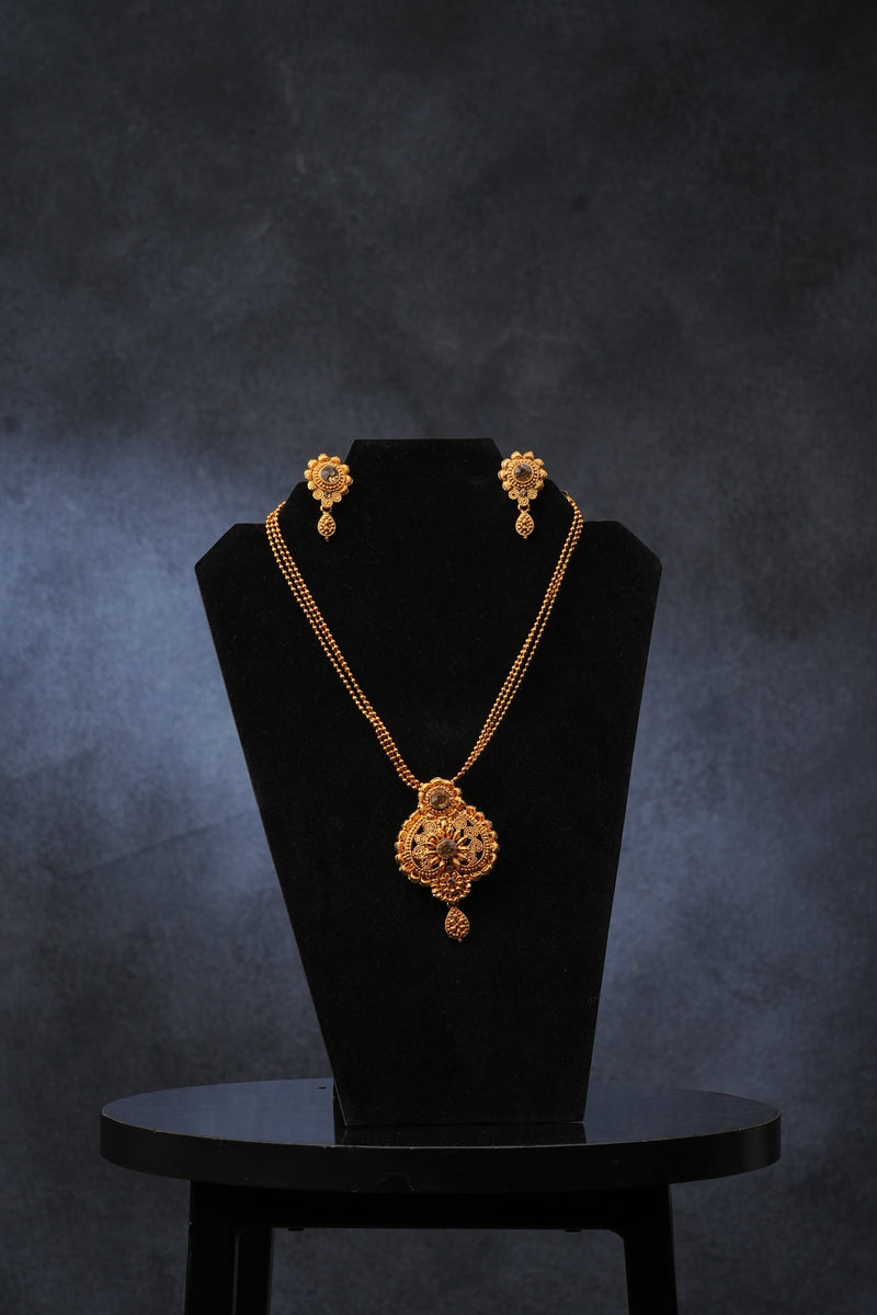 Golden Temple Jewelry Set: Matte Finish and Intricate Stone Work