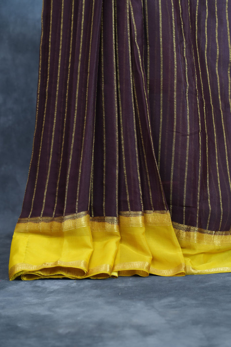 Luxurious Mysore Wrinkle Crepe Silk Saree with Bentex Border