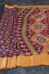 Eccentric Kanchipuram Semi-Silk Saree with Dynamic Ikkat Design