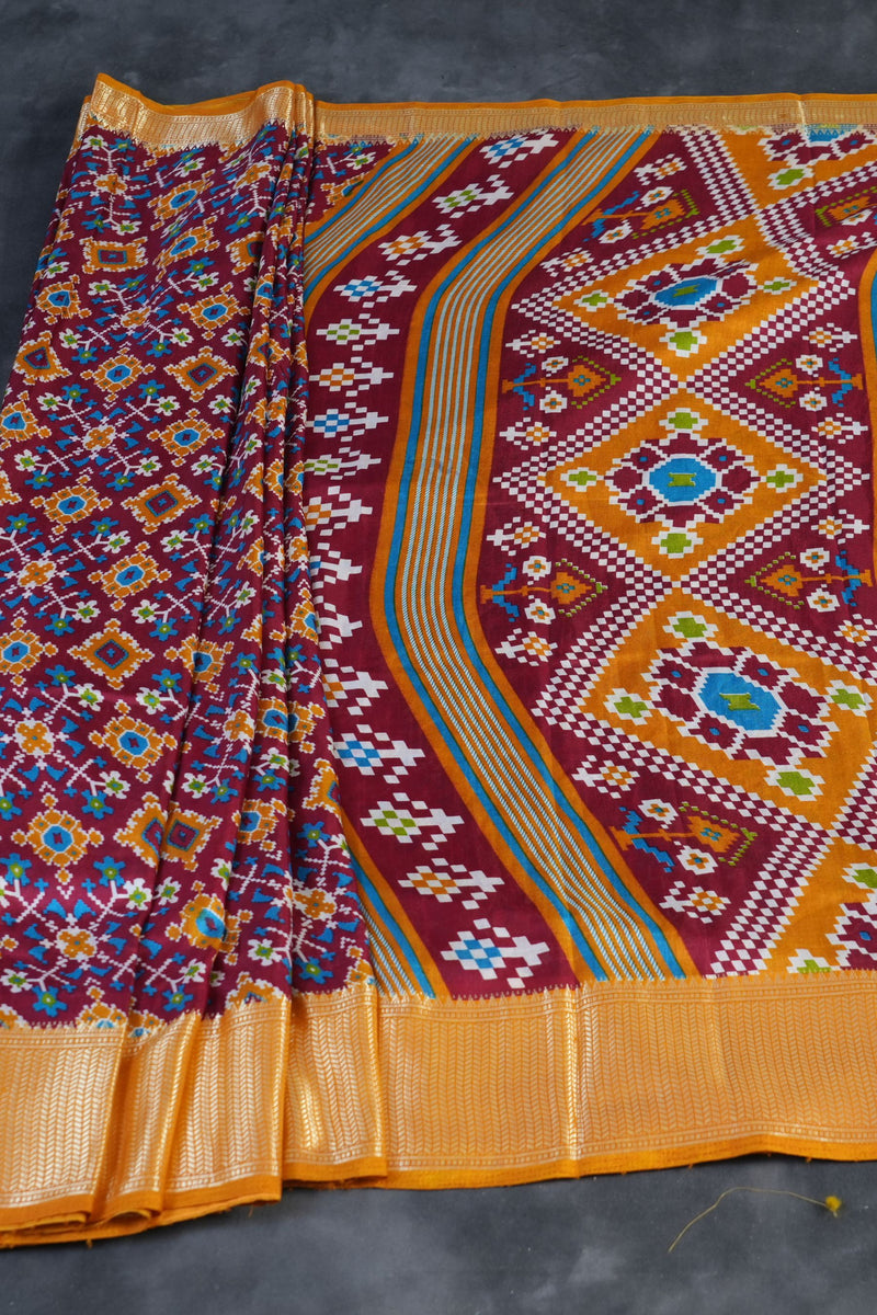 Eccentric Kanchipuram Semi-Silk Saree with Dynamic Ikkat Design