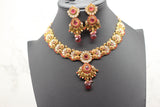 Exquisite Kemp Pendant & Metal Choker Set with Matching Earrings
