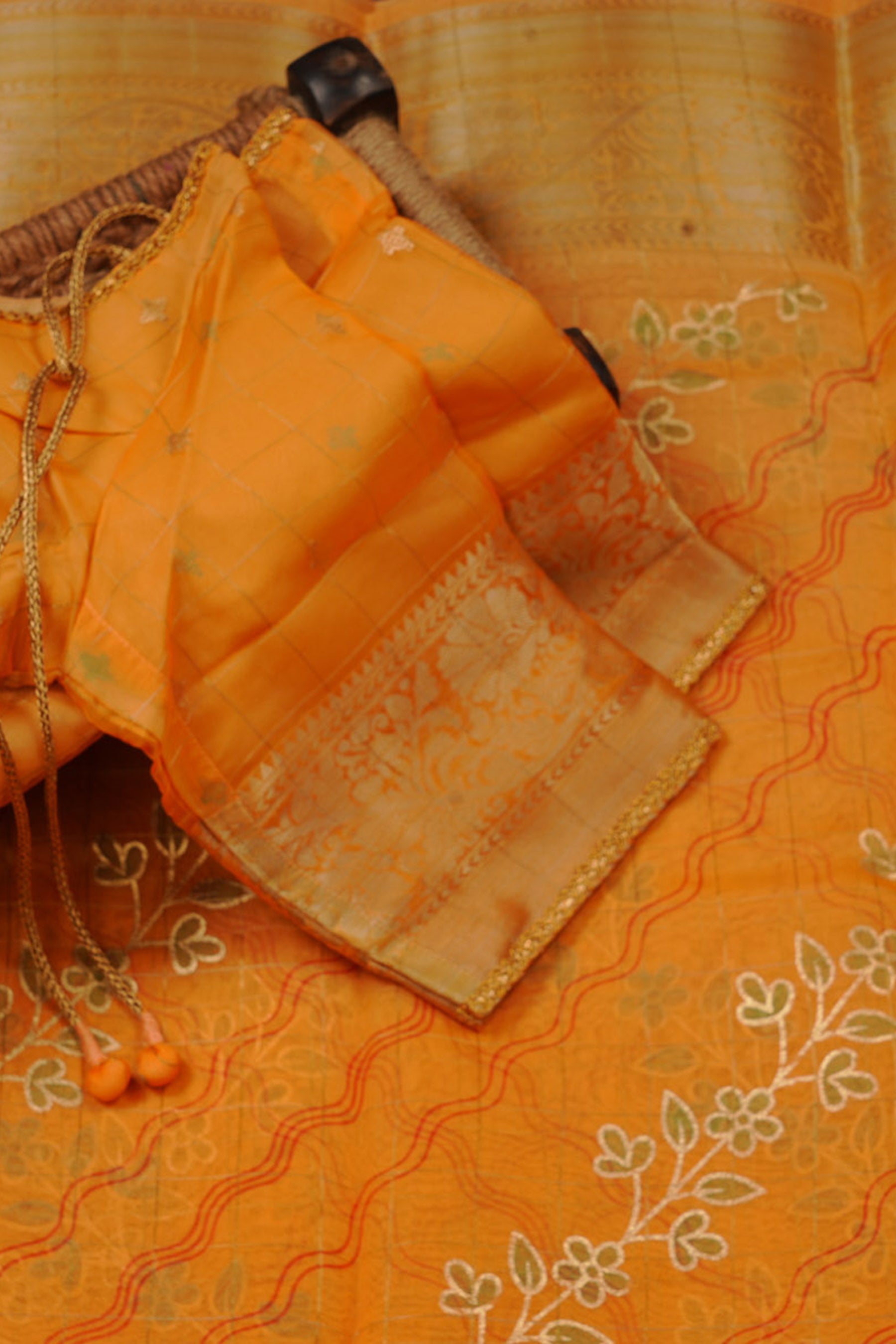 Kanchi Organza Saree with Beautiful Kanchi Border and Stitched Blouse SAREE JCS Fashions