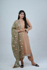 Embroidered Sequin Soft Chinnon Salwar Kamaz: Luxurious Kurti Set