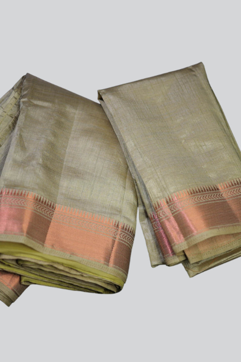 Traditional Elegance Tussar Silk Saree with Zari Borders