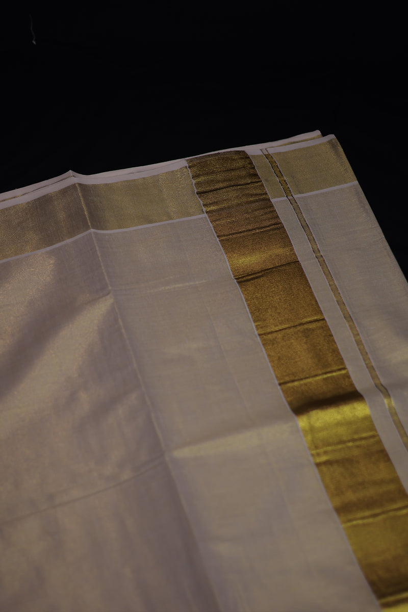 Traditional Kerala Cotton Dhoti, Veshti with gold Zari by JCSFashions - Elegance & Comfort