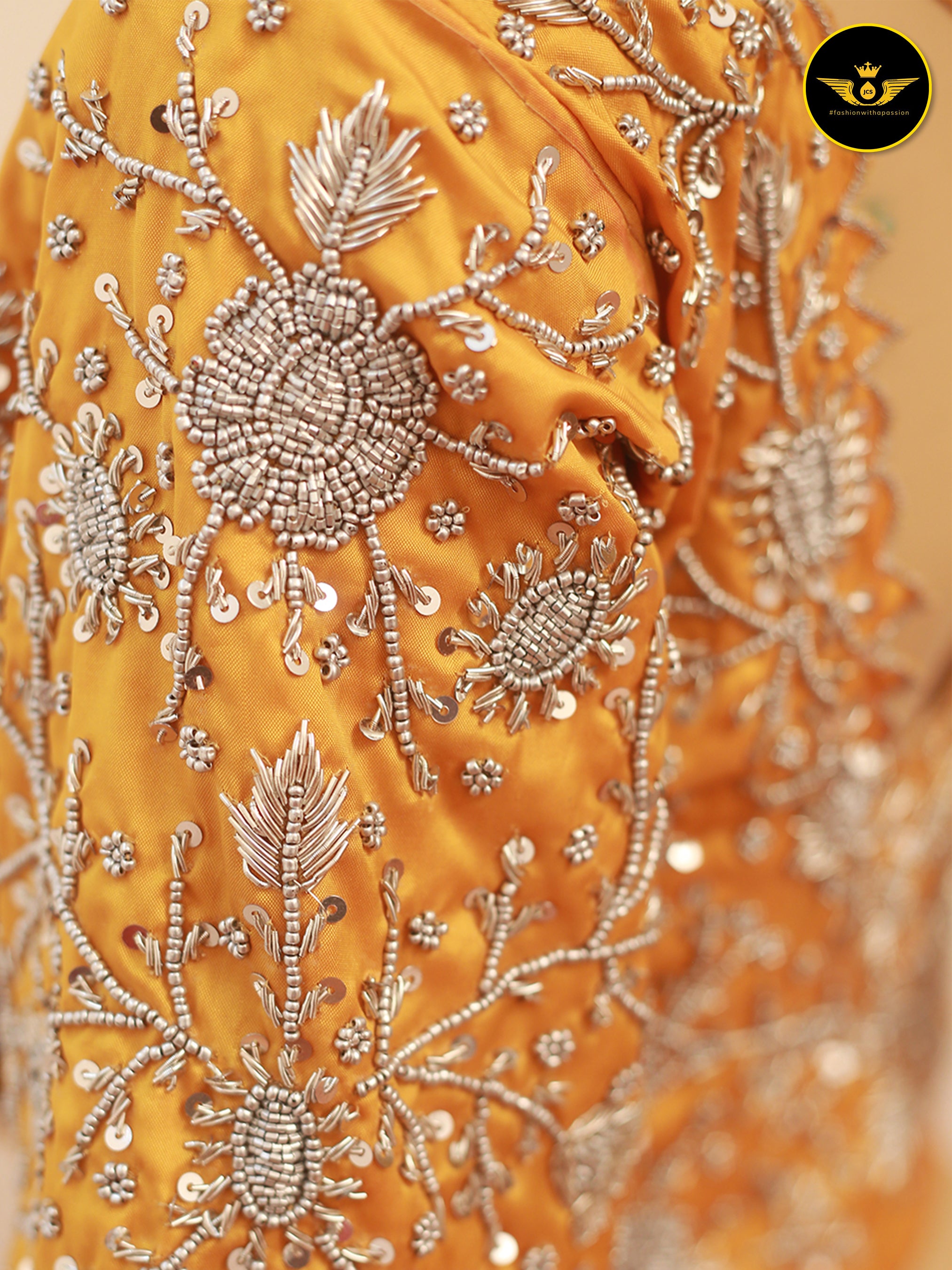 Stylish Indian Aari Work Silk Fabric Blouse With Latkan Blouse JCS Fashions