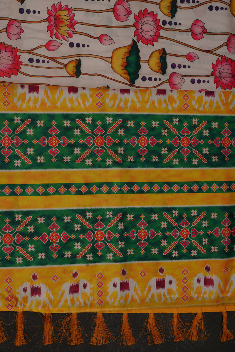 Pichwai Print Designer Saree with Kanchi Border & Indian Artistry