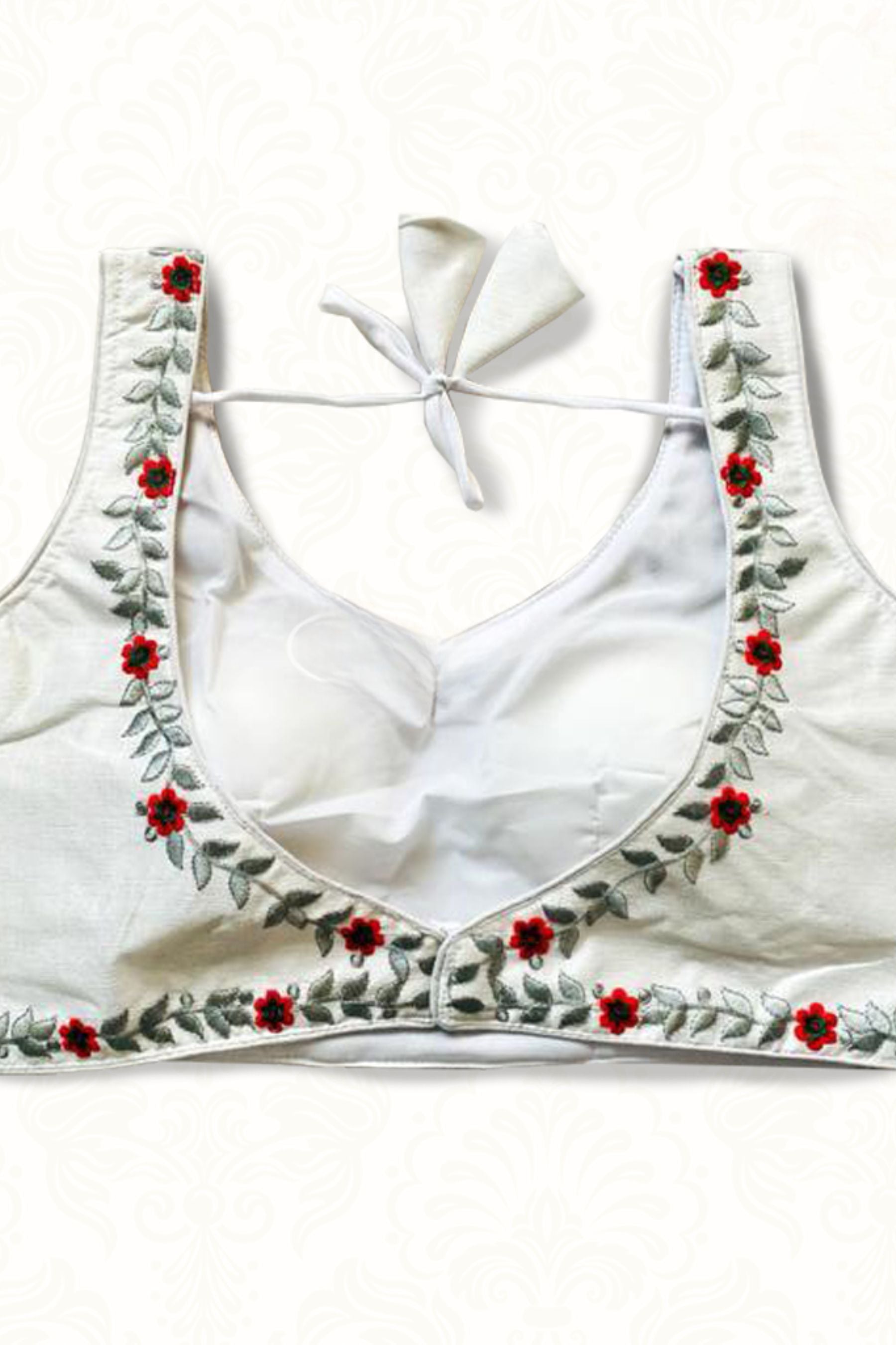 Heavy Phantom Silk Blouse with tone to tone machine embroidery work Blouse JCS Fashions