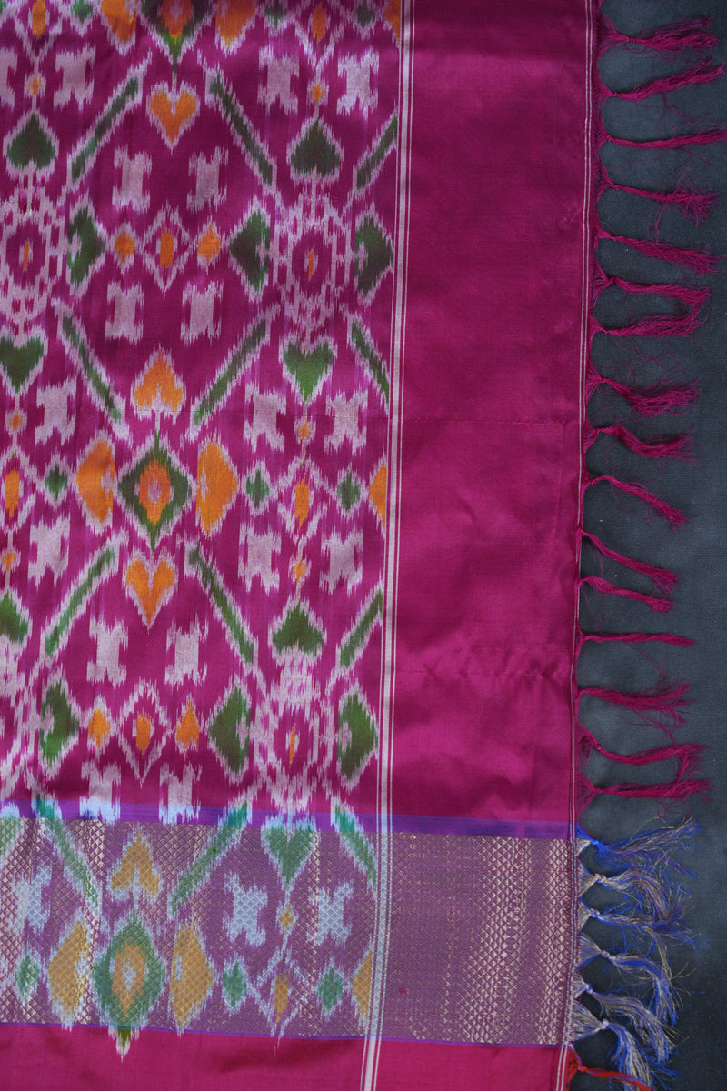 Elegant Gadwal Patola Weaved Border Saree with Kanchi Zari detail