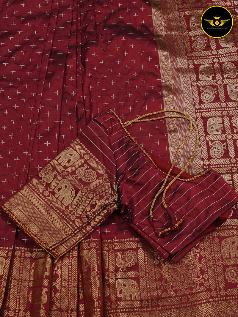 Semi Soft Silk Saree With Zari Woven Border And Pallu